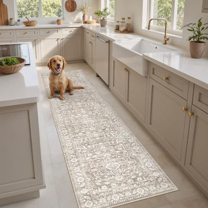 Soalmost Runner Rug Non-Slip for Hallway 2x8, Washable Soft Kitchen Rug - color: Light Brown, size: 2' x 8' (Runner)