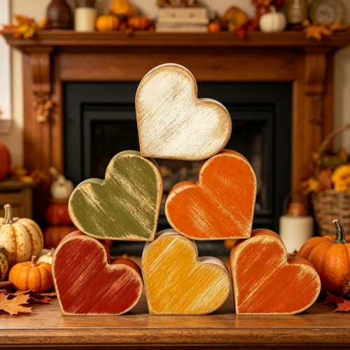 Wooden Hearts Fall Decor, Fall Decorations for Home - style: Fall Heart