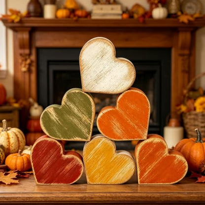 Wooden Hearts Fall Decor, Fall Decorations for Home - style: Fall Heart