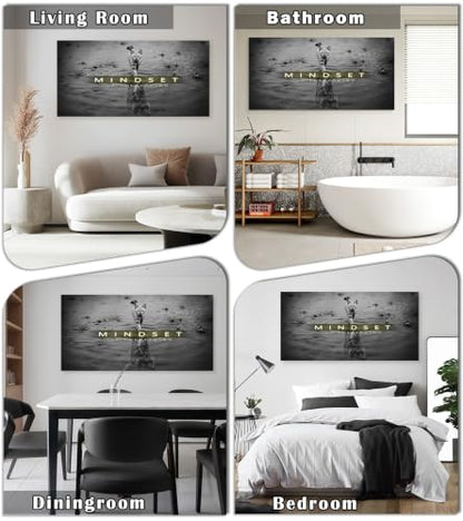 Baisuwallart Cat Tiger Reflection Canvas Wall Art Mindset Motivation Poster - color: Black, size: 58"L x 29"W