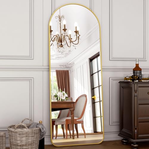 HARRITPURE 64"x21" Arched Full Length Mirror Floor Mirrors - color: Gold Rounded, size: 64"L x 21"W