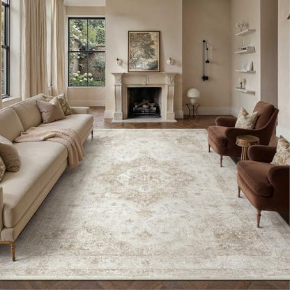 8x10 Beige Neutral Area Rug - color: Farmhouse | Beige, size: 8' x 10' (Rectangular)