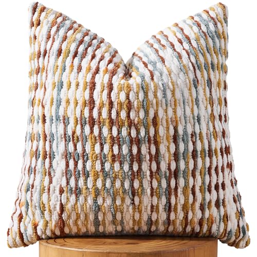 AmHoo Boho Chenille Pillow Cover,18 x 18-Inch Brown - color: Brown, size: 18" x 18" (Pack of 1)