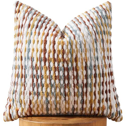 AmHoo Boho Chenille Pillow Cover,18 x 18-Inch Brown - color: Brown, size: 18" x 18" (Pack of 1)
