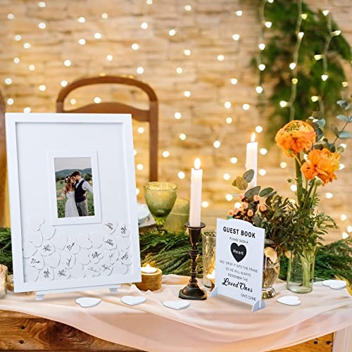 Wedding Guest Book, Wedding Guest Book Alternative with Wooden Hearts, Wedding Book for Guests Guest Book Wedding Reception for Wedding Anniversary Baby Shower Birthday Party - color: White