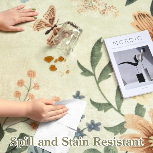 Lahome Floral Entryway Rug, 2x4 Washable Kitchen Rugs Non Slip Ultra-Thin - color: Beige, size: 2' x 4'(Rectangular)