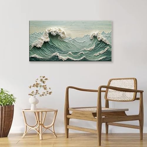 Sea Wave Abstract Wall Art Picture For Bedroom Modern Wall Art 20"X 40" - color: green., size: 40"L x 20"W