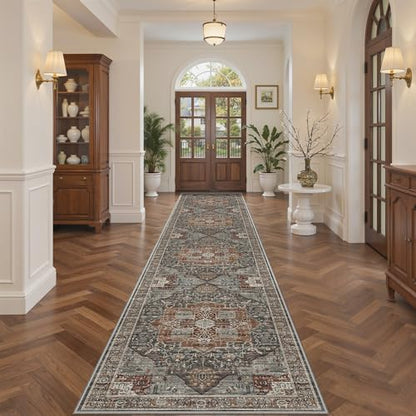 Roxstand Washable 2.6x12 Runner Rug, Non Slip Hallway Rugs Grey/Brown/Tan - color: Grey/Brown/Tan, size: 2'6"x12'(Runner)