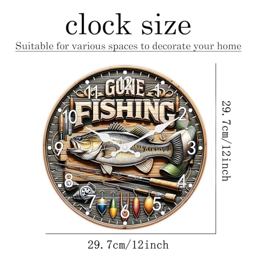 Fish Wooden Battery Operated Wall Clock for Kitchen 12 Inch - color: Brown2, size: 12 Inch