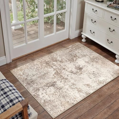 HUGEAR 2x3 Brown Abstract Washable Area Rug for Entryway - color: Brown, size: 2' x 3' (Rectangular)
