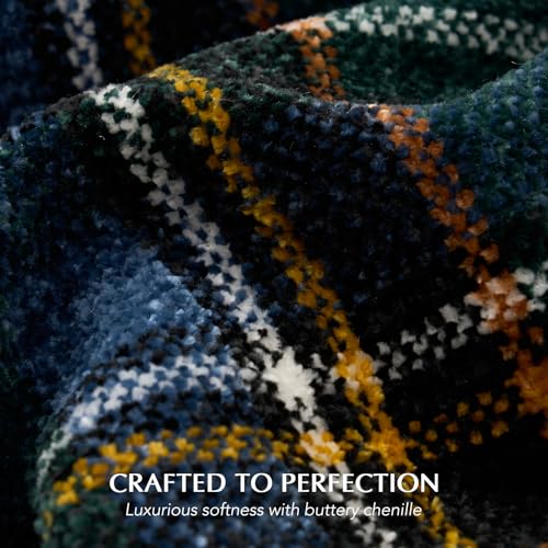 EverGrace Chenille Christmas Throw Blanket, 60"x80", Green Stewart Plaid - color: Plaid Christmas Green, size: 60"x80"