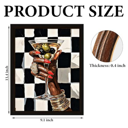 BIQRP Black Woman Hand Martini Cocktail Wooden Wall Art - color: Cocktail2