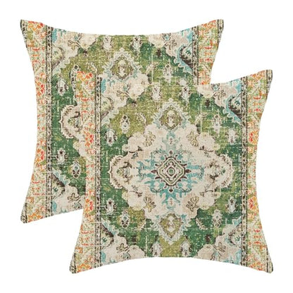 Green Carpet Rug Design Boho Pillow Covers 16x16 Set of 2 - color: Boho-14, size: 16" x 16" (Pack of 2)