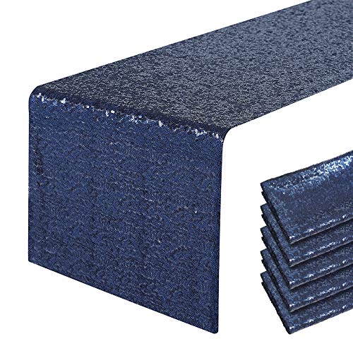 Pufogu 12 x 72 inches Navy Sequin Table Runner, 2 Packs - color: Navy