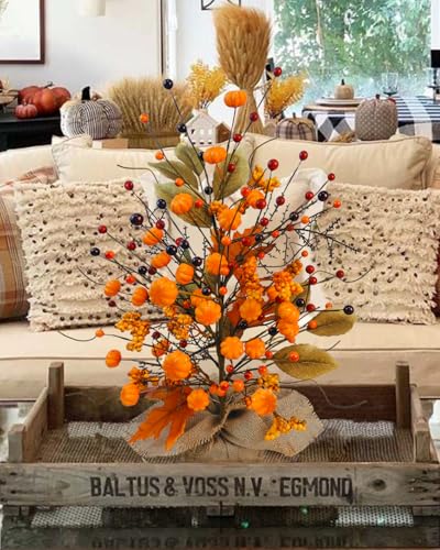 2 Pcs Artificial Fall Table Centerpieces, Faux Fall Tree Table Decor
