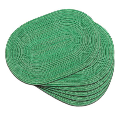 Placemats Set of 6, Woven Oval Braided Dining Table Mats(Green Shine) - color: Green Shine, size: 6 pcs