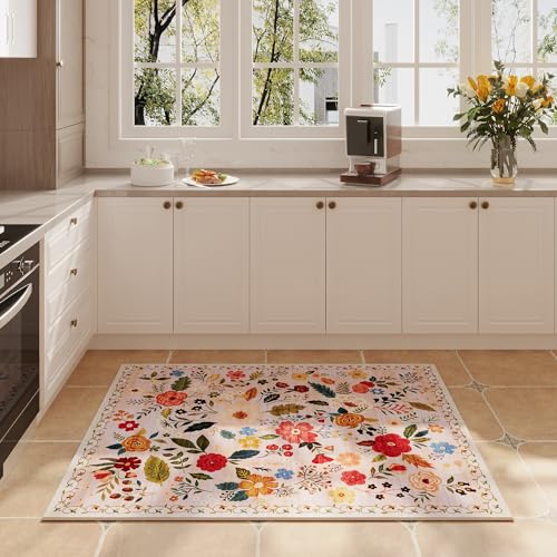 Rugcomf Door Mat 2x3 Area Rug Washable, Beige - color: Beige, size: 2' x 3' (Rectangular)