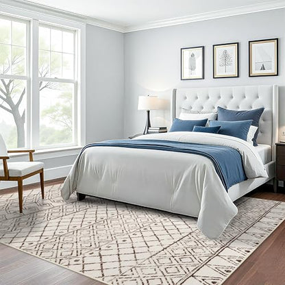7x9 Geometric Beige Moroccan Washable Rug:Non Slip Area Rug Living Room - color: Geo Beige, size: 7' x 9' (Rectangular)