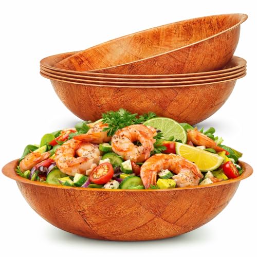 HYQO Wooden Salad Bowls Set of 6, Stackable, Lightweight & Sturdy, 7.9 In | Wooden Bowls for Food, Salad, Fruit, Snacks, Popcorn & Pasta; Won't Absorb Odors or Stains; Wood Bowl for Party & Brunch