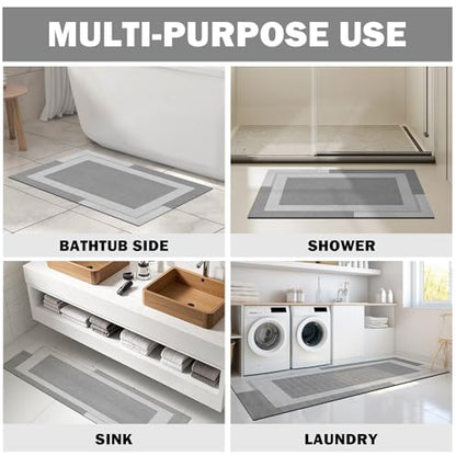 YDKGL Non Slip Bath Mat Thin Bathroom Rugs Fit Under Door Grey 20"x 32" - color: A- Light Gray, size: 20" x 32" (Rectangular)