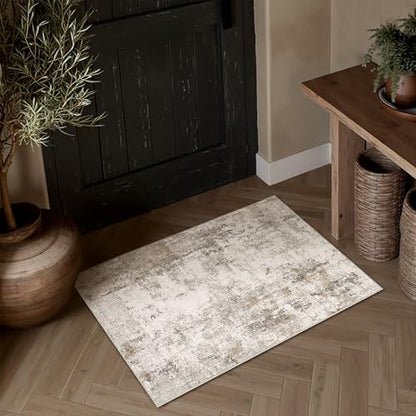 Washable Brown Grey Neutral Kitchen Runner Rug Set of 3 - color: Abstract | Brown Grey, size: 20"x32"+20"x48"+30"x50"
