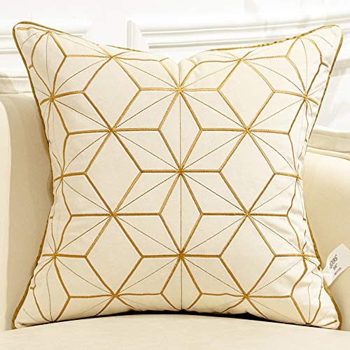 Avigers Throw Pillow Cover 20 x 20 Inch, White Gold, Velvet, Hidden Zipper - color: White, Gold, size: 20" x 20" (Pack of 1)