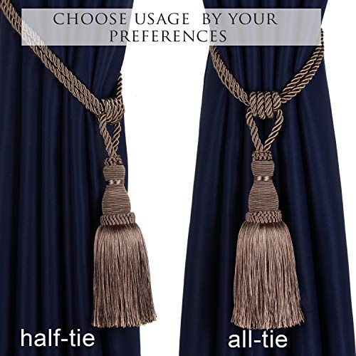 BEL AVENIR 2 Pack Curtain Tiebacks Tassel Drapery Tie-Backs Rope Holdbacks - color: Flaxen, size: 2 Pack