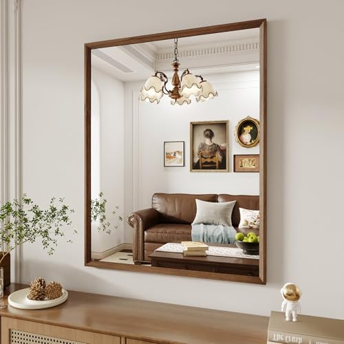 WEER Bathroom Vanity Mirror Walnut 28X36 Inch - color: Walnut, size: 28"L x 36"W