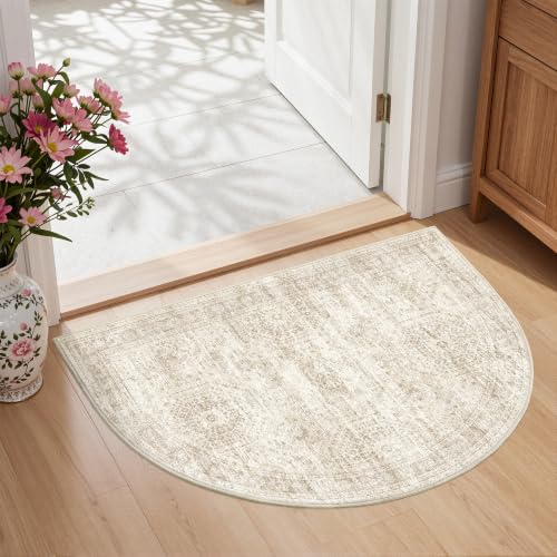 2x3 Half Circle Rug, Small Washable Entryway Rug,Beige - color: Beige/Ivory, size: 2' x 3' (Semicircular)