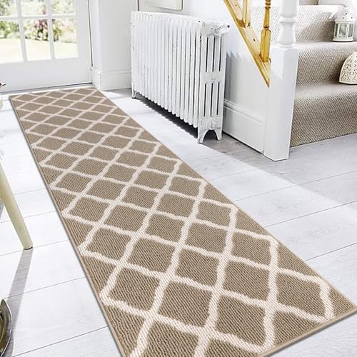 SHACOS Washable Kitchen Runner Rugs 2x8 ft Non Slip Dirt Trappe, Beige - color: Beige, size: 2' x 8'