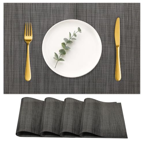 HOOMIL Placemats Set of 4, Heat Resistant, Dark Gray - color: Dark Gray, size: Set of 4