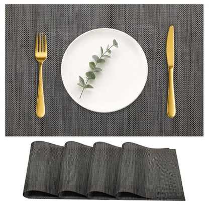 HOOMIL Placemats Set of 4, Heat Resistant, Dark Gray - color: Dark Gray, size: Set of 4