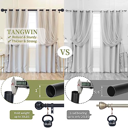 TANGWIN Farmhouse Curtain Rod Adjustable 18-45",1" Heavy Duty Boho,Black - color: Matte Black, size: 18-45" & 1pack