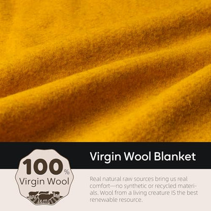 Molithe 100% Wool Blanket, 62" x 86", Warm, Thick, Military, Camping Gear - color: Yellow, size: Large