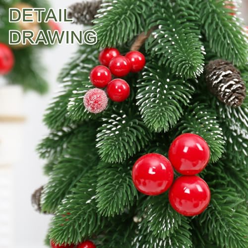 2PCS Red Small Mini Tabletop Christmas Tree for Home Indoor Decorations - color: Red