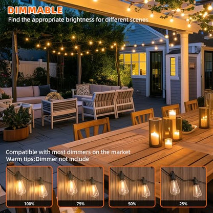 Kawaya ST38 Outdoor String Lights 50FT for Patio Garden Porch Bistro Cafe - size: 50FT