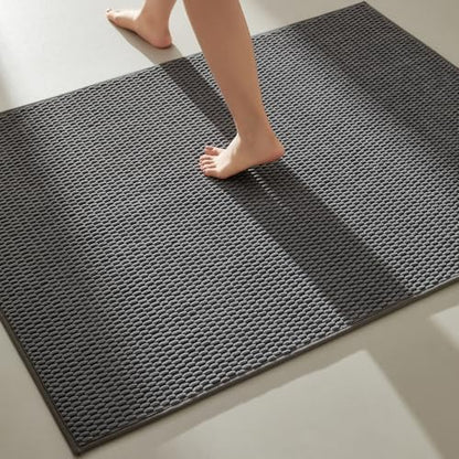 TYUU Large Bathroom Rugs Non Slip Washable Bath Rugs Super Absorbent Bathroom Rug Thin Quick Dry Low Pile Bath Mats, Dark Grey 36"x60" - color: Dark Grey, size: 3' X 5' (Rectangular)