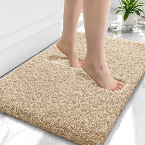 OLANLY Microfiber Small Bathroom Rugs 24x16, Soft Absorbent Bath Mat, Sand - color: Sand, size: 24" X 16"