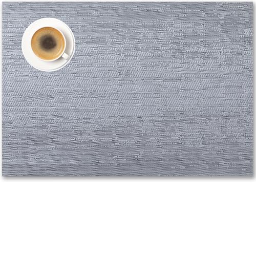 Placemats Set of 4 - Easy Clean Woven Vinyl Placemat for Dining Table, Indoor/Outdoor Place Mats, Washable PVC Table Mats（Gray） - color: F-gray