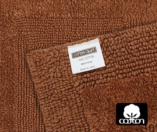 COTTON CRAFT 2 Pack Reversible Bath Mat - Soft Plush Bath Rug -17x24- Mocha - color: Mocha, size: 17x24 Inches