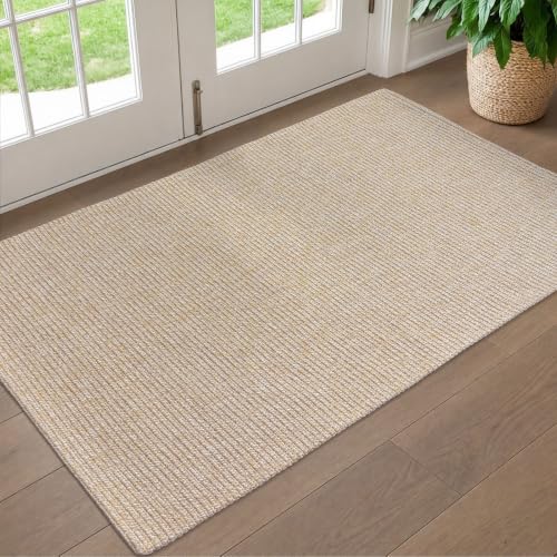 EARTHALL Washable Entryway Rug, Non Slip Area Rug, 3x5 Ft, Sand/Beige - color: Sand/Beige, size: 3' x 5' (Rectangular)