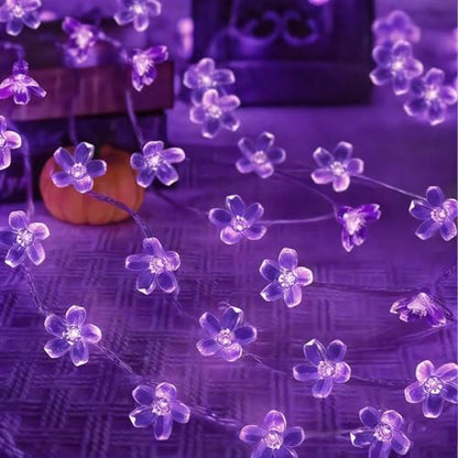 33ft Plug in 100 LED Purple Valentine's Wedding Flower String Lights Decor - color: Purple