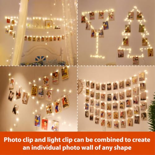 HXWEIYE 120LEDs Photo Clips String Light, 40Ft USB, Remote, 8 Modes & Timer - color: Warm White, size: 40 Feet, 120 LEDs, USB Powered, 8 Modes