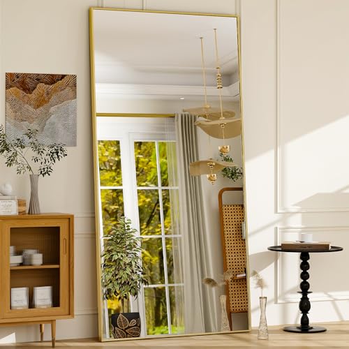 GLSLAND 76"x34" Full Length Mirror Large Rectangle Full Body Mirror, Gold - color: Gold, size: 76"L x 34"W