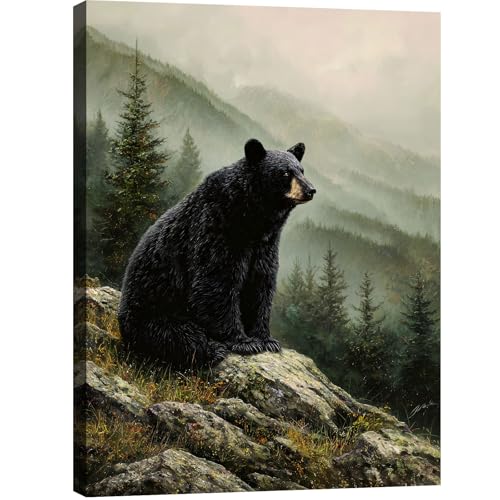 Halioyo Forest Black Bear Wall Art, Rustic Farmhouse Wall Decor(18x24 in) - color: Painting-13, size: 24"L x 18"W