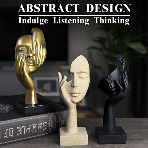 3 Pcs Thinker Statue,Modern Home Sculptures,Collectible Figurines - color: 3 Pcs Sandstone-2