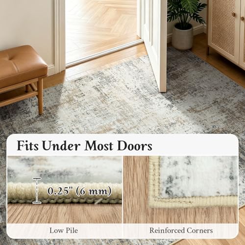 2x6 Runner Rug Non Slip Washable, Kitchen Hallway Entryway Carpet - color: Brown, size: 2' x 6' (Runner)
