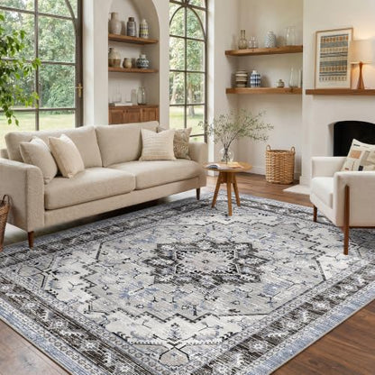 Area Rugs 5x7 Washable Non-Slip Boho Rug for Living Room, Blue Grey - color: Blue Grey, size: 5' x 7' (Rectangular)