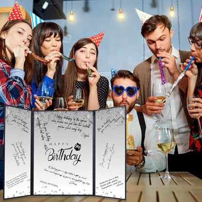 Crenics Black and White Birthday Guest Signature Book Alternative 18" x 12" - color: Black
