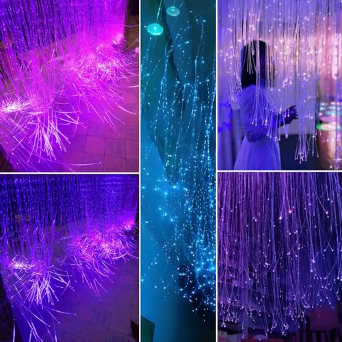 AKEPO 6W RGBW Fiber Optic Curtain Lights Kit, Waterfall Curtain Light for Home Decoration with Flash Point Fiber Optical Cables 200 Strands 0.03in/0.75mm 6.5ft/2m - size: 200pcs*0.03in*6.5ft